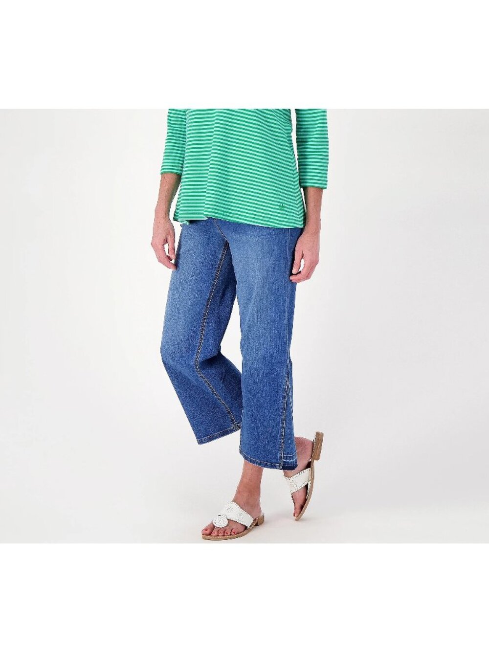 Isaac Mizrahi Live! Jeans Size 4 Tall True Denim Pull On Crop Blue Indigo NEW